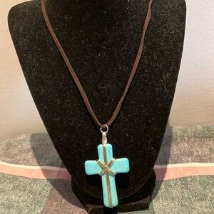 Turquoise color Cross Pendant Necklace